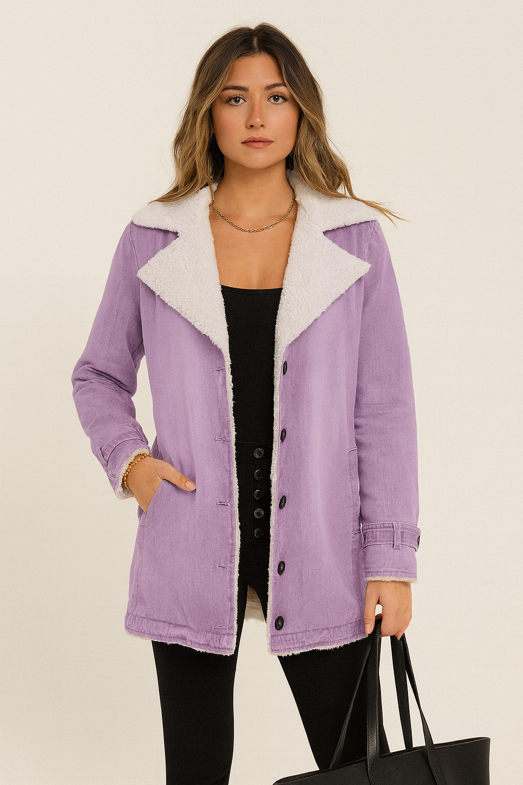 DILIANE | CHAQUETA OLIVIA CREATION CON BORREGUITO INTERIOR