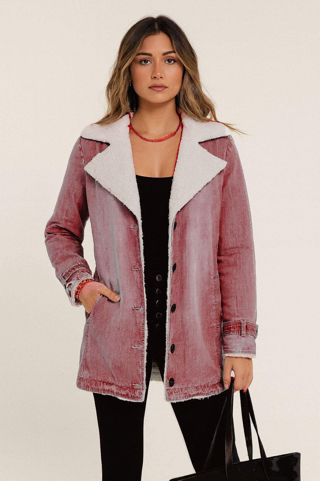 DILIANE | CHAQUETA OLIVIA CREATION CON BORREGUITO INTERIOR