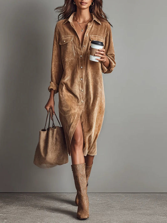 Macarena | Vestido midi suelto de pana