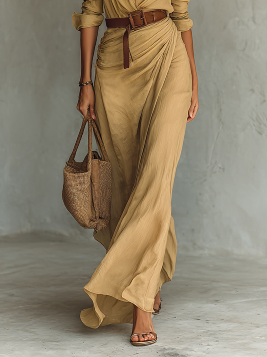 Nuria | Maxi Dress with Reverse Collar