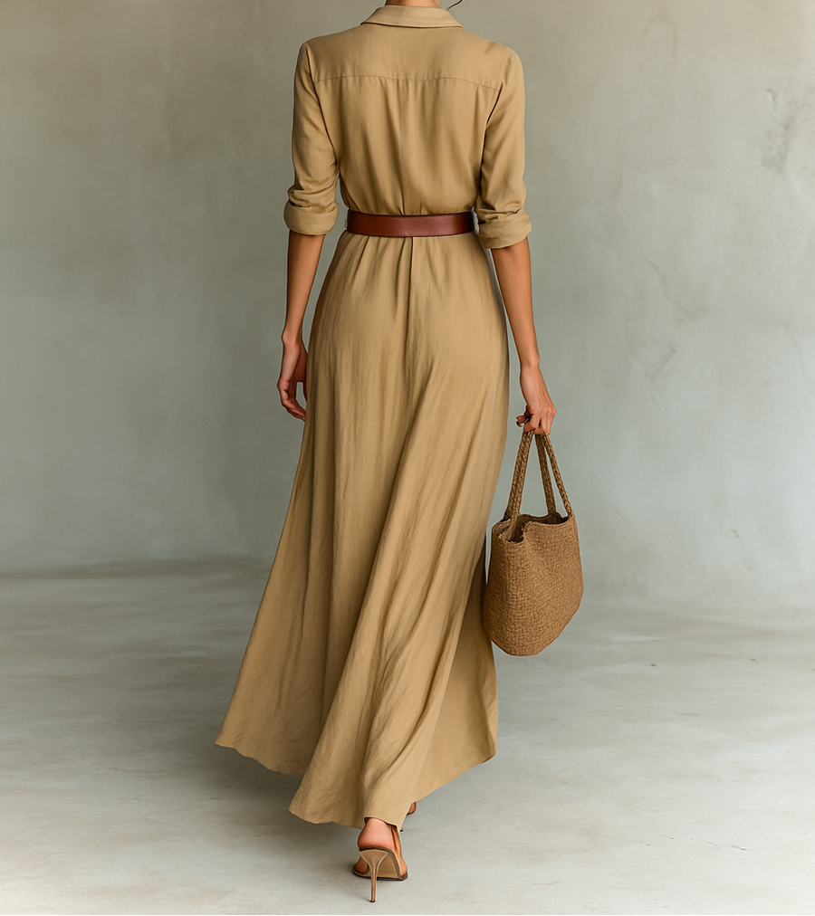 Nuria | Maxi Dress with Reverse Collar