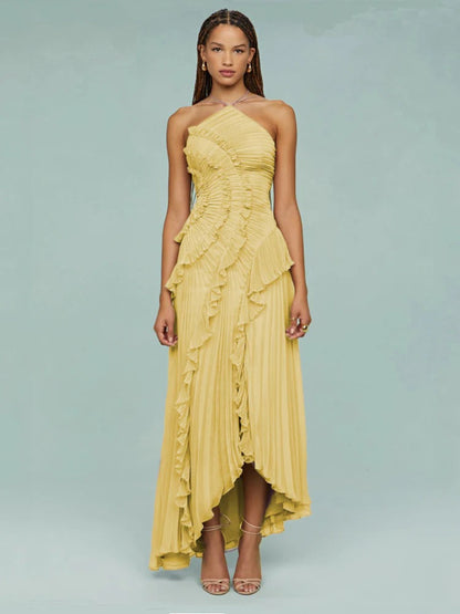 OLAYA | VESTIDO LARGO CON VOLANTES