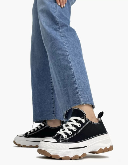 GAIAS - Zapatillas cómodas de tela con plataforma.